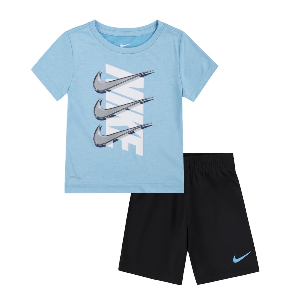 Nike Dri-FIT Blue T-Shirt and Black Shorts Set